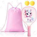 Lunmon Kids Paddle with 2 Cute Ball Small Grip Lightweight Fiberglass Rackets Paddle Set for Christmas Party Gifts Children 4-11 Years Old