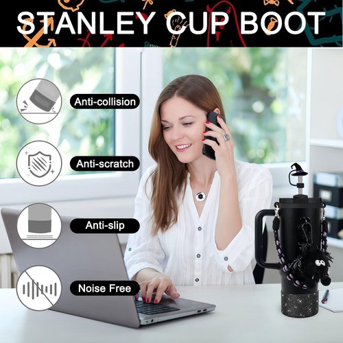BELSITA Halloween Accessories Set - Black Devil Witch Hat Cap, Silicone Boot, Charms for 30/40oz Tumble