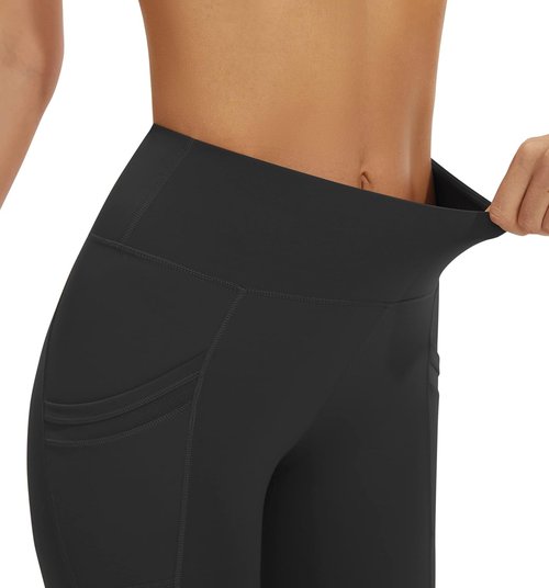AFITNE High Waist Mesh Yoga Leggings - Tummy Control, Squat-Proof with Side Pockets | Women's Fitness Pants