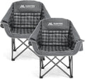 Huskfirm Oversized Camping Chairs - Heavy-Duty Padded Design with Cup Holder & Cooler Bag | Supports 450LBS, Grey