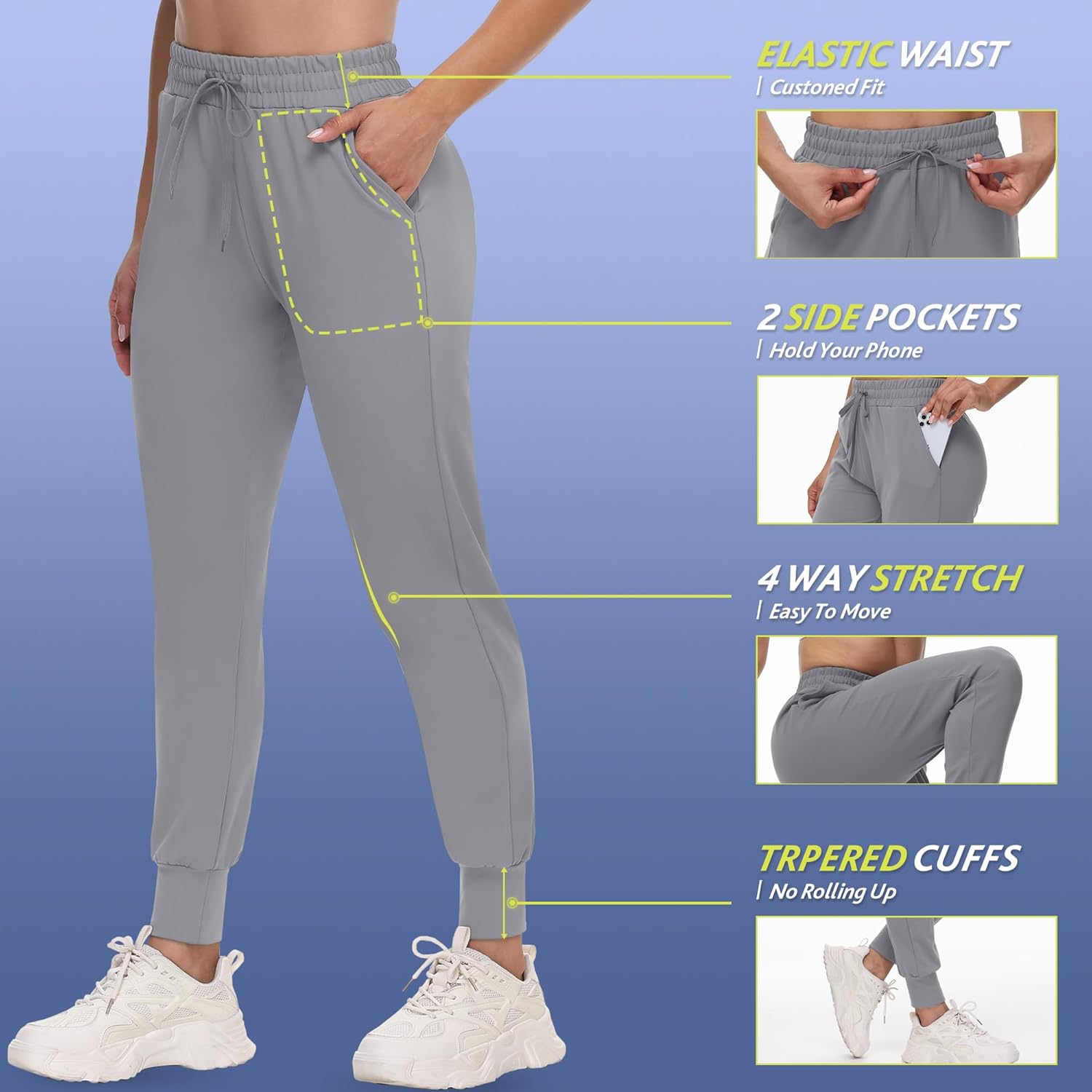 Skiennix Joggers for Women - Lightweight Comfy Sweatpants with Pockets | Perfect for Workout & Travel