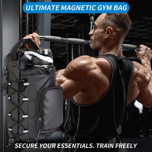 Xan Concept Magnetic Gym Bag for Men and Women,Water Bottle Bag with Phone Pockets & Shoulder Strap,Powerful Magnet Gym Pouch,Magnetic Bag for Sports,Work(Black)