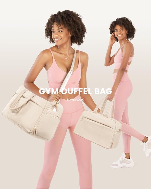 LOVEVOOK Travel Duffel Bag - Water-Resistant Gym Bag with Shoe Compartment & Wet Pocket - Stylish Weekender