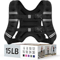 Zeerun Weighted Vest, 6lb/8lb/10lb/12lb/15lb/18lb/20lb/24lb/30lb for Men Women, Reflective Stripe Adjustable Buckle, Comfortable Durable Rucking Vest for Walking Running Strength Training, 15LBS-Black