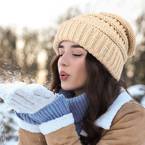 4 Pack Winter Hats for Women Men, Slouchy Beanies Hats Caps Knit Chunky Winter Beanie Hats Cute Skull Cap