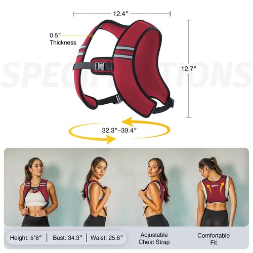 ZELUS Weighted Vest, Washable Z-Fit Soft Iron Weighted Vest for Women and Men, 5/10/15 lb Weight Vest with Reflective Strips & Adjustable Straps, Ultra Thin Weight Vest for Gym Strength Training, (5lb) Red