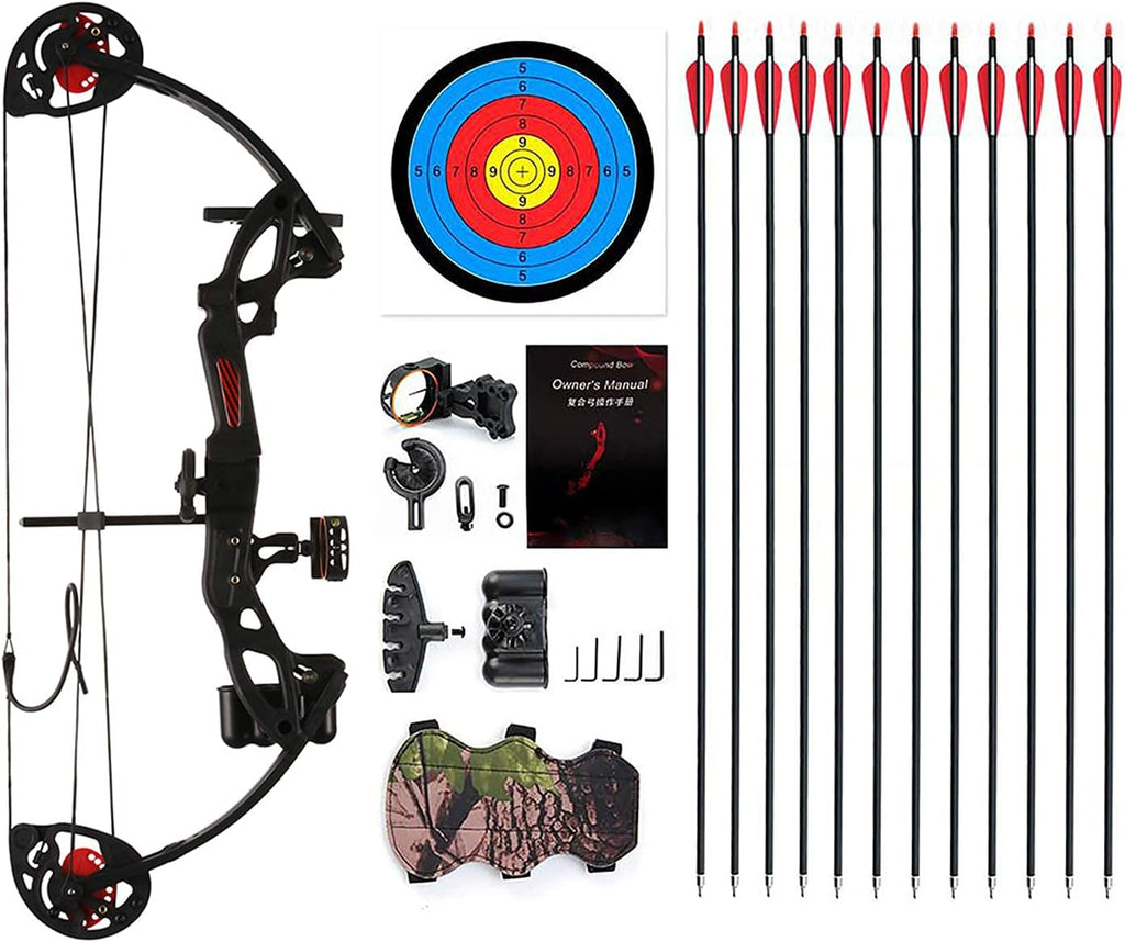 Skiennix Compound Bow - Youth & Beginner Archery | Right-Handed, 19”-28” Draw Length, 15-29 Lbs Draw Weight, 260 FPS