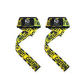 BAY GEAR CO. Wrist Straps for Weightlifting - 1 Pair Cotton Lifting Straps with Neoprene Padding, Comfortable Gym Essentials for Enhanced Grip Strength - Unique Printed Caution Design