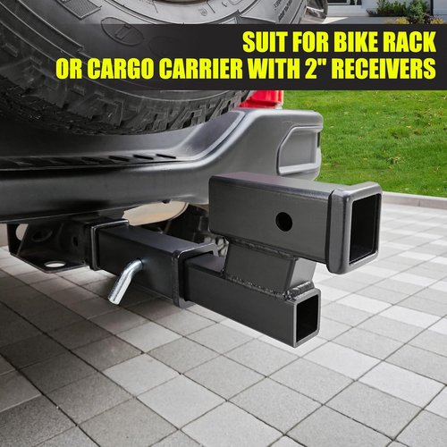 KAIRAY Trailer Hitch Riser Extender - 4" Drop/Riser, 8" & 10" Extension, 2" Shank, 7500lbs Capacity, Matte Black