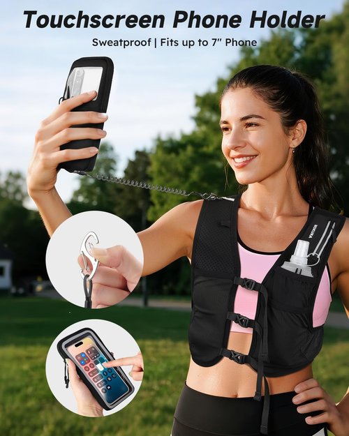 MOKURA Lightweight Hydration Running Vest - 500ML Soft Flask & Phone Holder - Adjustable & Reflective