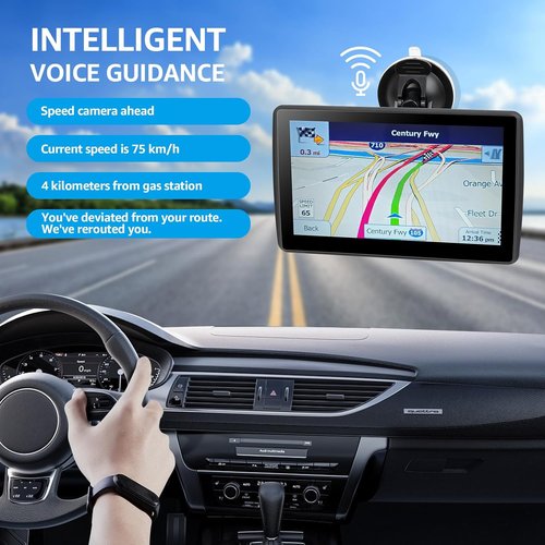 GPS Navigator by [Brand Name] - 7'' Touchscreen System with Free Lifetime Updates & Voice Guidance | North America Maps (Blue)
