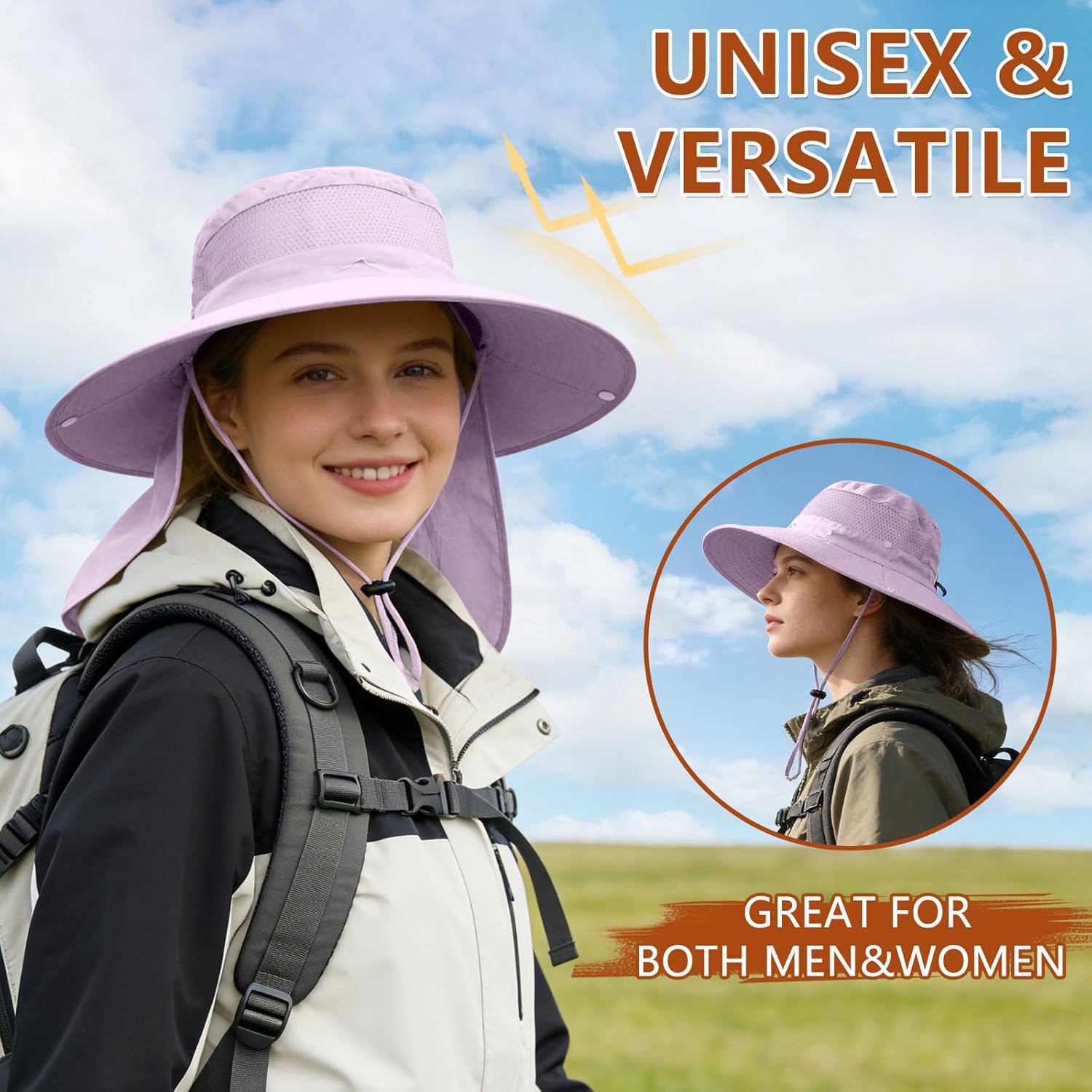 ZOORON Sun Hat - Waterproof Fishing Hat with Neck Flap | UPF 50+ Wide Brim for Hiking & Safari
