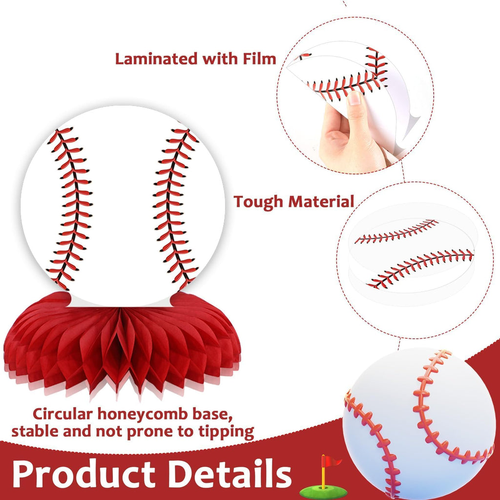 12PCS Baseball Birthday Party Decorations Baseball Honeycomb Centerpieces Sports Themed Party Decorations Baseball Table Topper Baseball Centerpieces for Table Sport Birthday Baby Shower Supplies