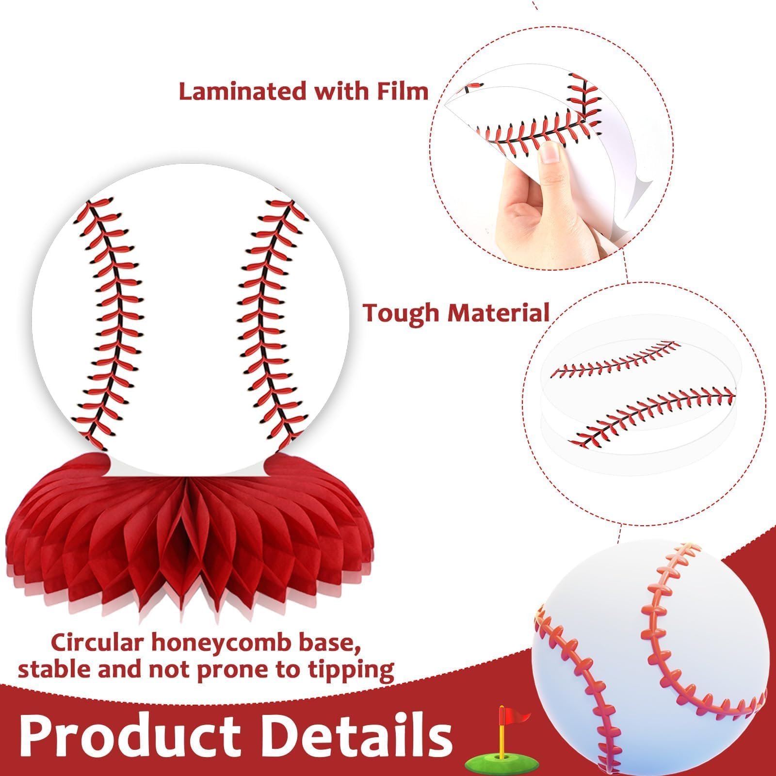 12PCS Baseball Birthday Party Decorations Baseball Honeycomb Centerpieces Sports Themed Party Decorations Baseball Table Topper Baseball Centerpieces for Table Sport Birthday Baby Shower Supplies
