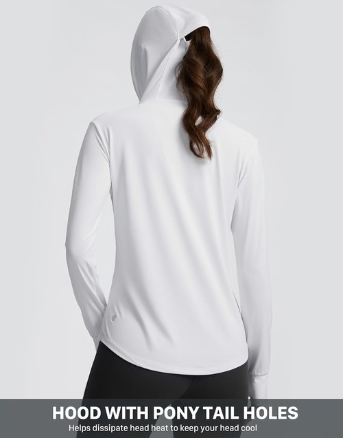 G Gradual Women's Lightweight UPF 50+ Sun Protection Hoodie Jacket - Long Sleeve with Ponytail Hole & 4 Pockets