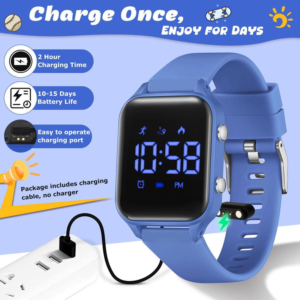 Skiennix Kids Digital Sports Watch - Waterproof Fitness Tracker with Pedometer & Alarm | Ages 5-14