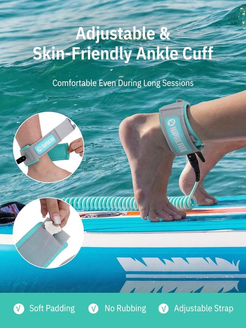 Niphean Paddle Board Leash - 3-10ft Coiled Elastic Ankle Strap | Durable & Tangle-Free Design