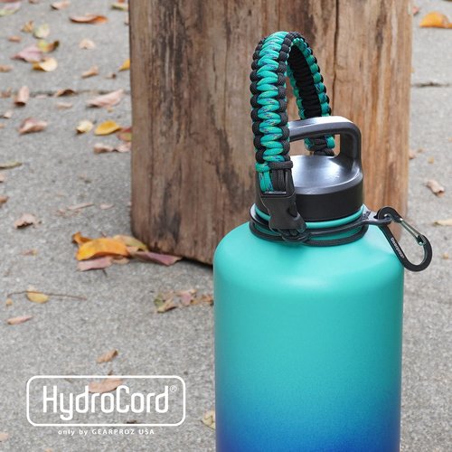 Gearproz HydroCord 1.0 Handle with Wide Mouth Ring and Carabiner, Compatible with 12-64 oz Water Bottles, Hydroflask 1.0, Iron Flask, Thermoflask & Wide Mouth 2.28" Diameter Bottles (Sky Blue)