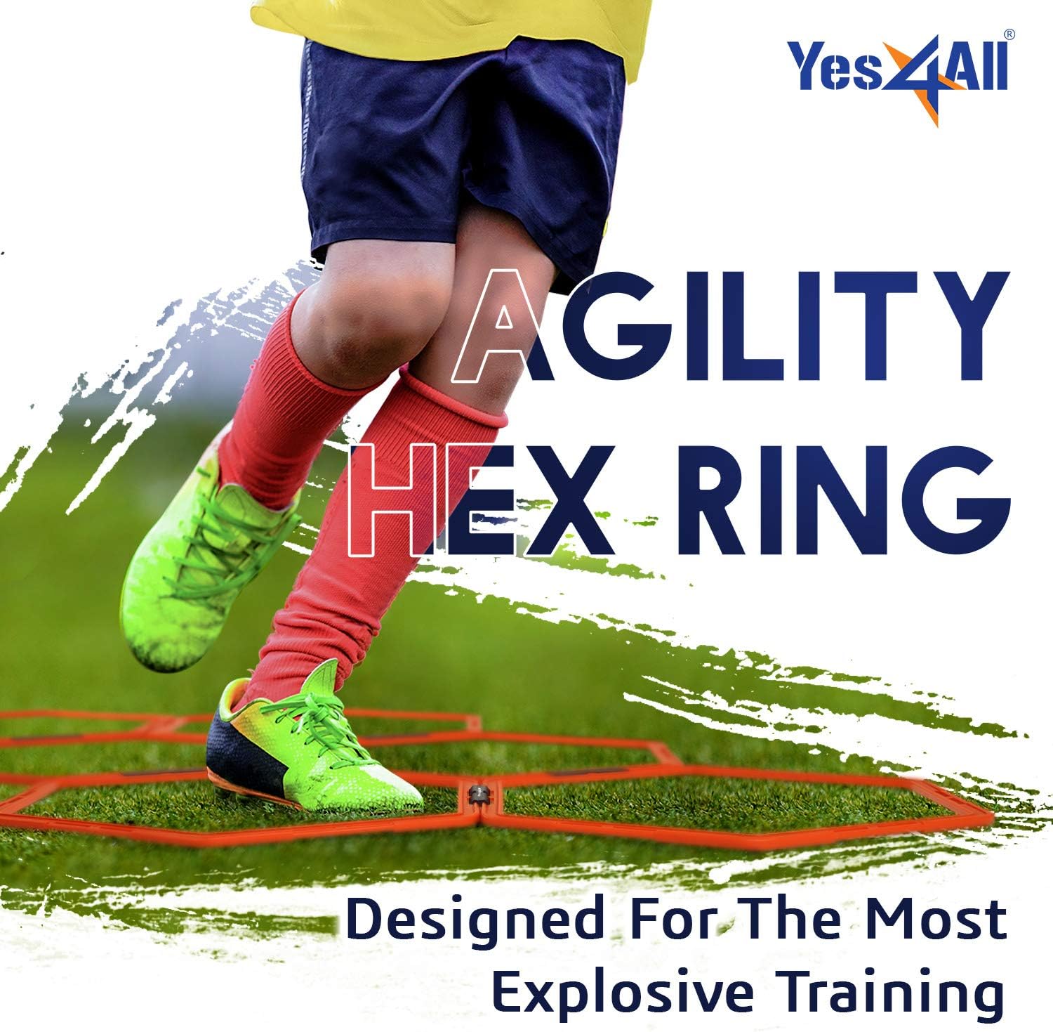 Yes4All Hex Agility Rings - Speed Training Hurdles with Carrying Bag for Enhanced Footwork