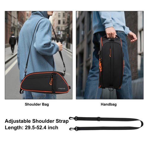 MOSISO Bike Rack Bag, 8L Waterproof Bicycle Rear Rack Trunk Bags with Orange Pull Tabs, Bike Rear Seat Bag Bicycle Storage Saddle Luggage Bags with Shoulder Strap for Road Mountain Cycling, Black