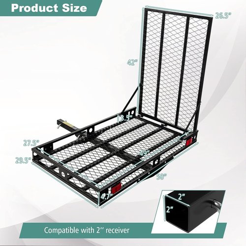 ERGOMASTER Hitch Cargo Carrier - Folding Ramp for Mobility Scooters & Wheelchairs | 49" x 28" Size