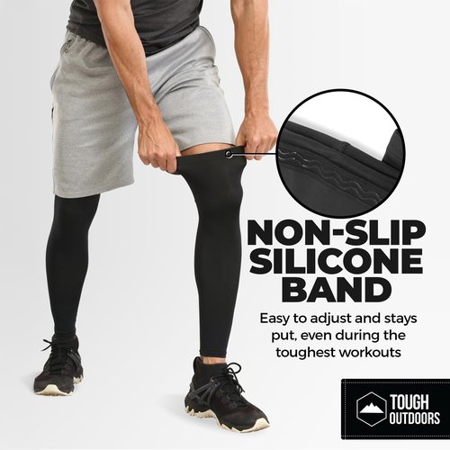 Tough Outdoors Leg Compression Sleeve - Leg Sleeves for Men & Women - UV Compression Sleeves for Men - Calf Sleeve - Basketball Football Cycling