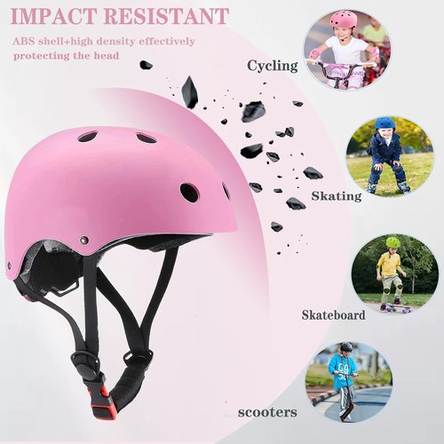 FOOKCIAN Kids Helmet - Adjustable Toddler Skateboard Helmet with Knee, Elbow & Wrist Pads | Ages 2-14