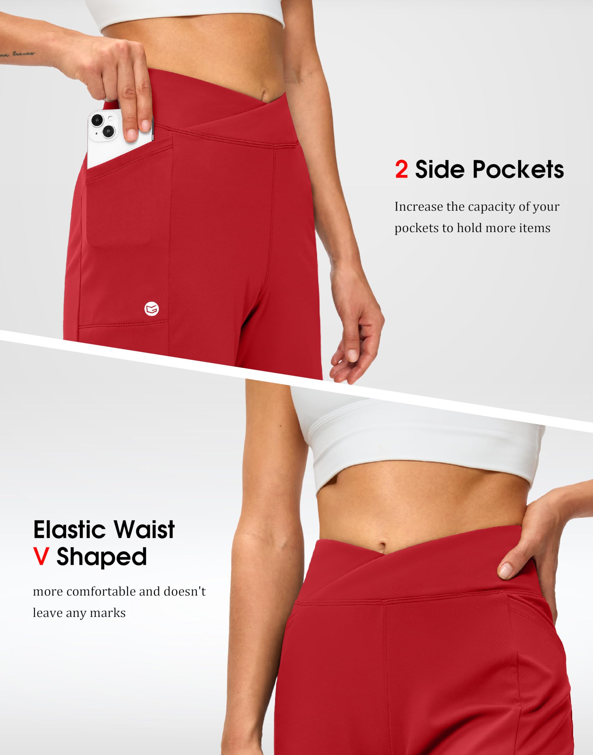 Women's Athletic Shorts 6" High Waisted Stretchy Bermuda Shorts for Women Quick Dry Summer Casual Shorts(Red,L)