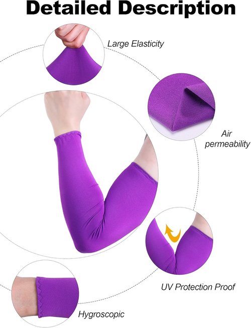 Bememo UV Protection Arm Sleeves - 12 Pairs of Long Cooling Covers for Unisex Wear