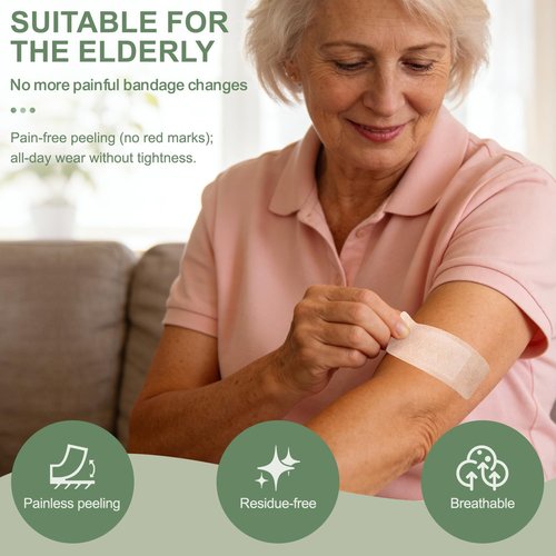 Hysimedy Silicone Adhesive Bandages - Large 2"x4" Flexible Fabric | Hypoallergenic & Latex-Free for Sensitive Skin (20 Count)