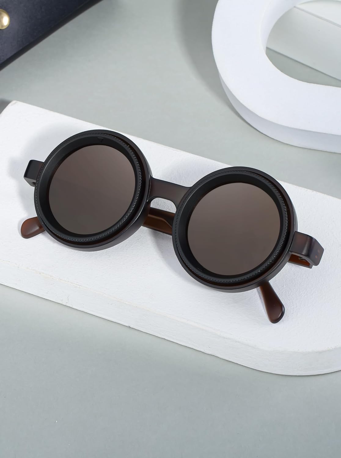 Skiennix Adjustable Tint Nightshift Glasses - Round Polarized ND Filter Lenses, PP Frame