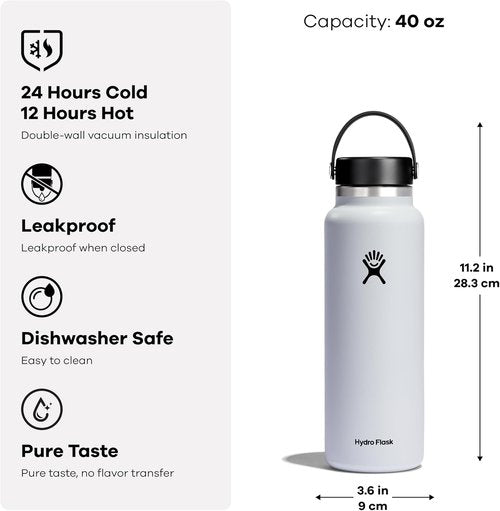 Hydro Flask 40 Oz Wide Mouth Water Bottle - Durable Flex Cap in Lupine Color