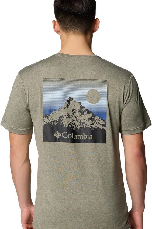 Columbia Men's Kwick Hike Graphic Tee - Short Sleeve, Stone Green Heather, Size Medium