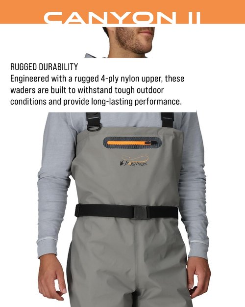 FROGG TOGGS Mens Canyon II Breathable Stockingfoot Chest Wader, Gray, Small US
