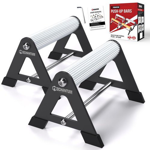 Mochantum Push Up Bar - Heavy-Duty Stainless Steel Pushup Stands with Non-Slip Base, 500LB Capacity, Portable Home Gym Equipment for Strength Training & Floor Workouts,White