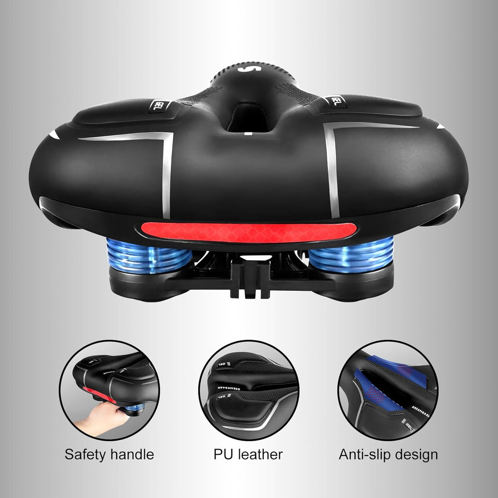 Skiennix Bicycle Saddle - Waterproof PU Design | Shock-Absorbing Memory Foam & Silicone Gel | 25 x 21 cm