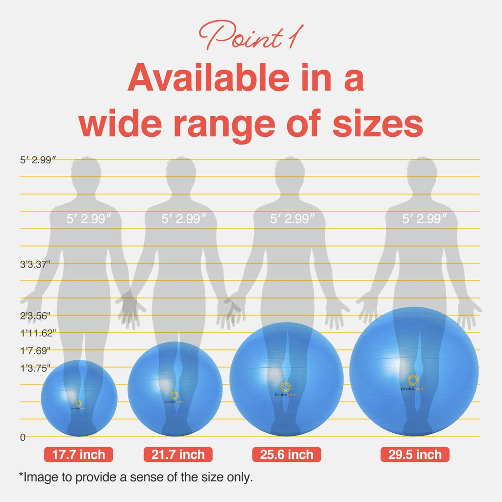 Primasole 65cm Anti-Burst Yoga Ball for Pilates, Core Strength, Pregnancy & Office Chair - Stability Ball for Home & Gym Workout (25.6 Inch, Blue)‌