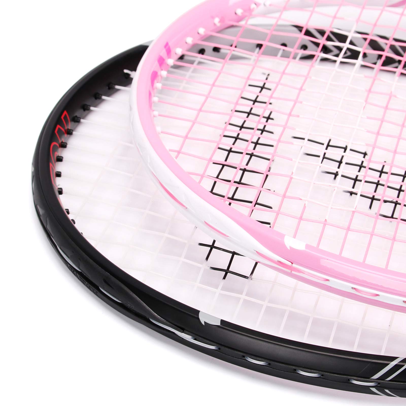 Teloon Tennis Rackets for Adults 2 pcs Recreational -27 inch Tennis Racquet for Men and Women College Students Beginner Tennis Racket.… (Black-Pink)