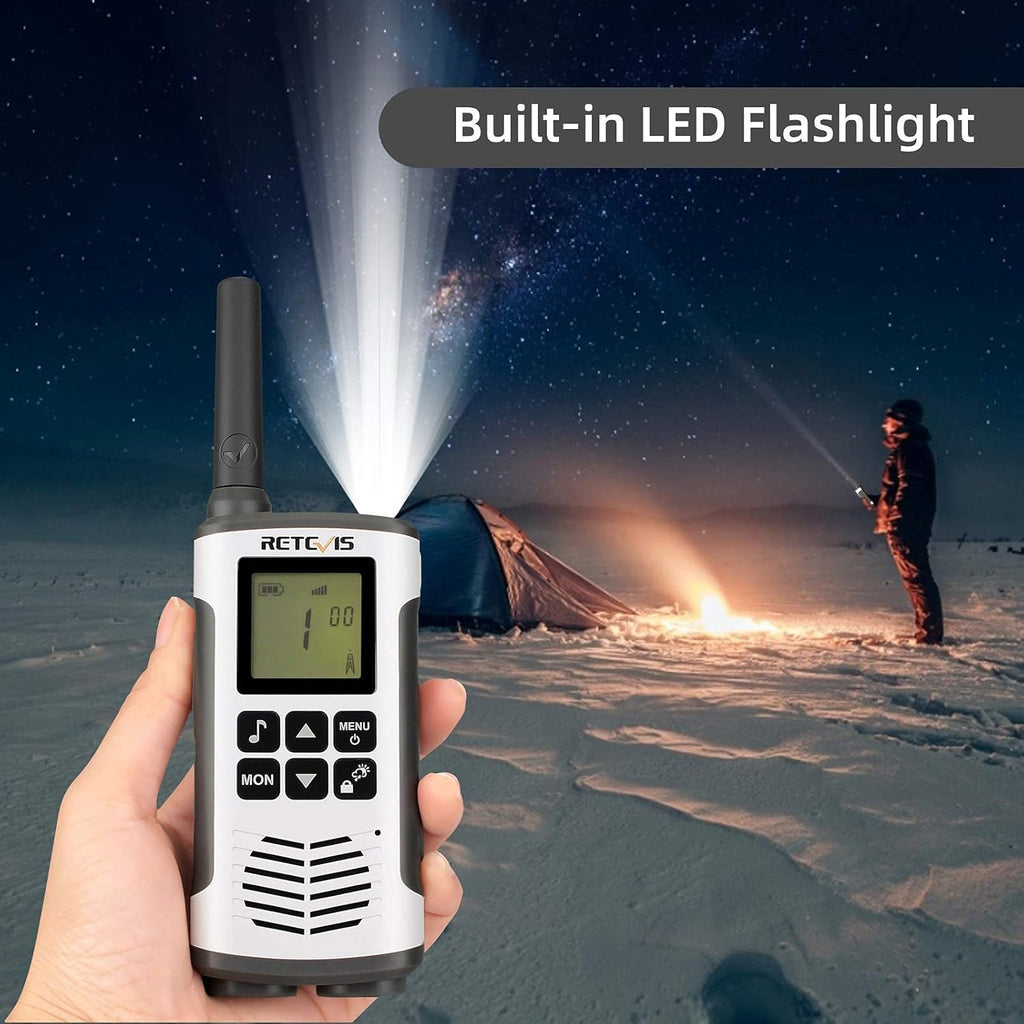 Retevis RT45 Walkie Talkies - Long Range Rechargeable FRS Radios with NOAA Flashlight | 2 Pack for Camping & Hiking