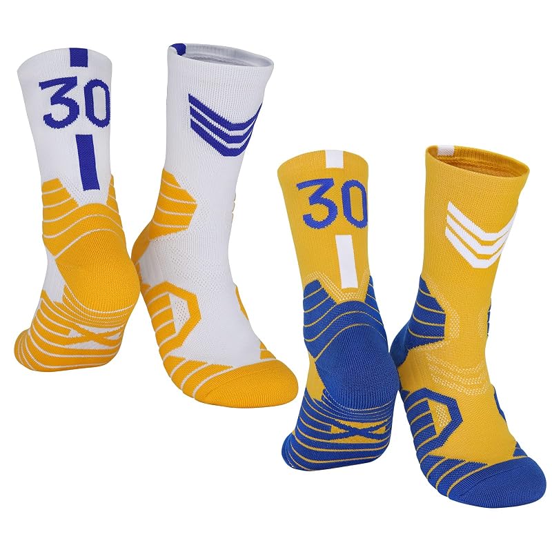 2-Pairs Basketball Socks for Men & Boys - Lucky Number Sports Style, Variation #30-sc+5.5-11.5