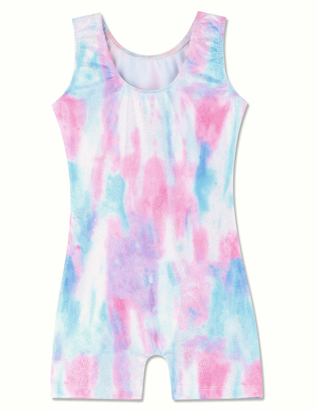 Domusgo Gymnastics Leotards for Girls Size 8 9 Years Old Sparkle Tie Dye White One Piece Sleeveless Unitard