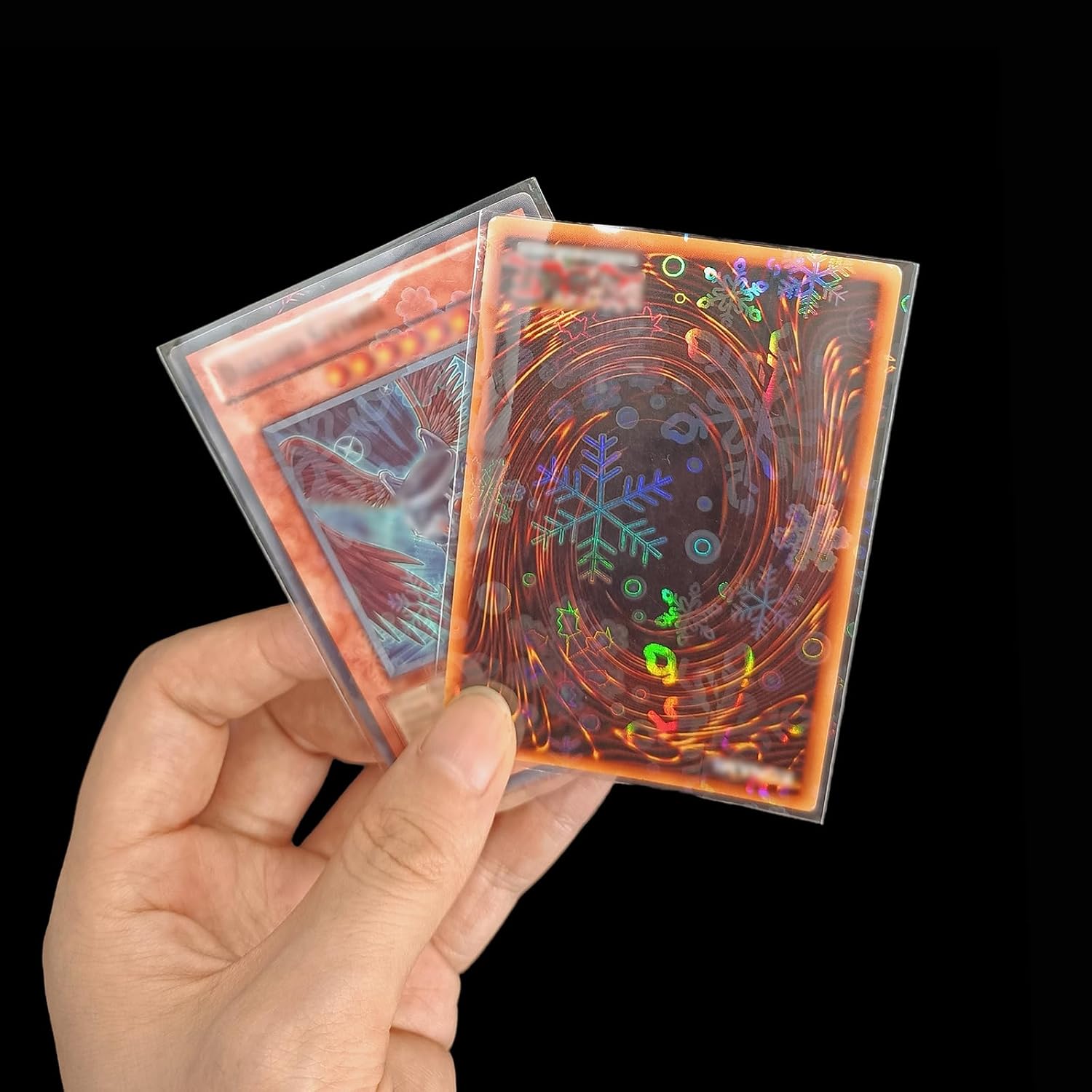Skiennix Holographic Card Sleeves - 100 PCS Colorful Snowflake Patterned Protectors for Kpop & TCG Cards (61×88mm)