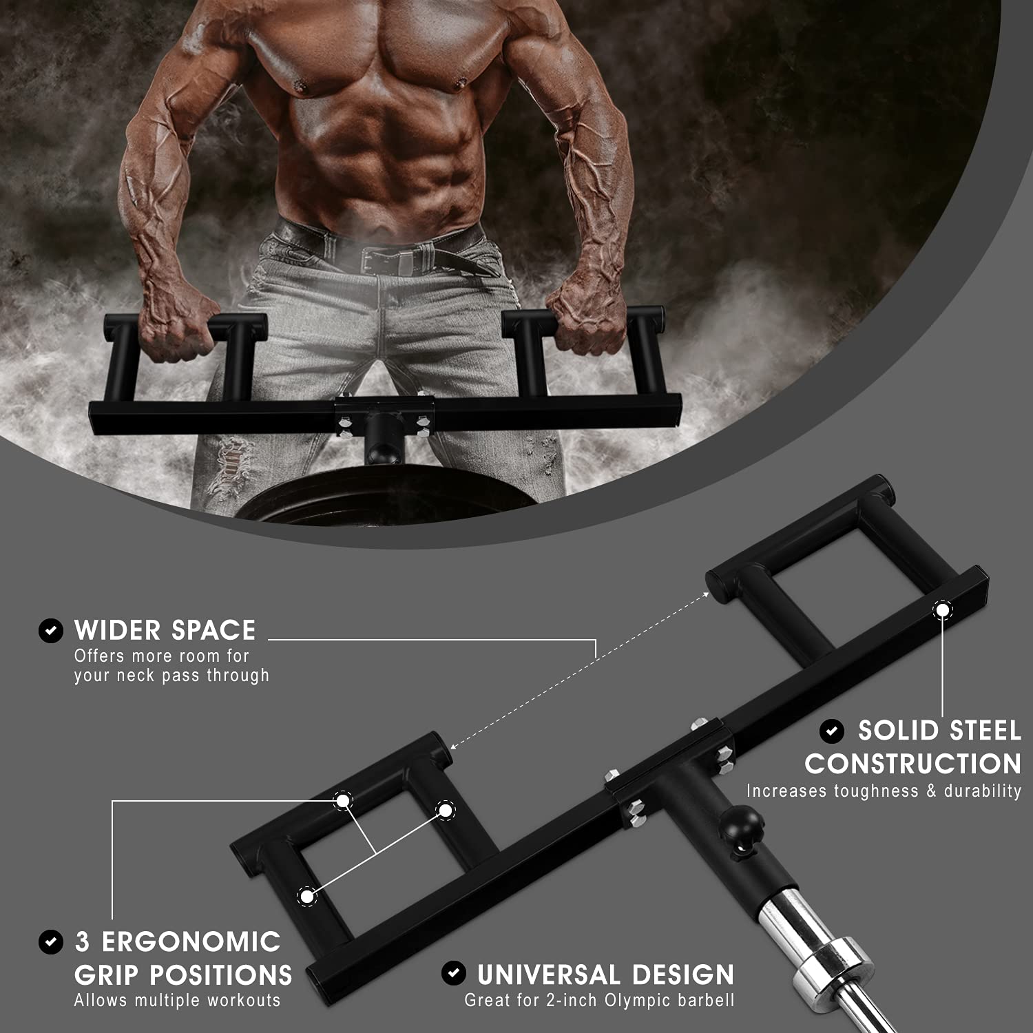 Yes4All Red Viking Shoulder Press Landmine Attachment - Weightlifting Handle Fits 2-Inch Olympic Bars Works Shoulders Chest Abs Back Thigh & Other Muscles Includes Collars T Bar Row Attachment Handle