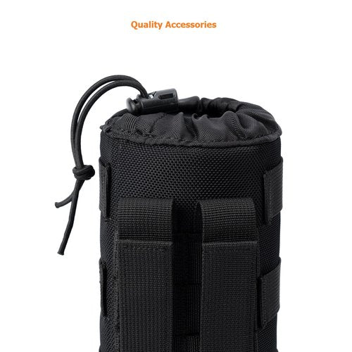 Dotacty MOLLE Water Bottle Holder Tactical Nylon Bottle Pouches Hydration Carrier for Belt/Backpack/Vest/Bike Sports Outdoor Hiking Camping Hunting Fishing (Black, Inside Diameter: 3 3/4")