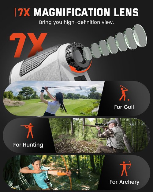 Bestsee Range Finder Golf -1500 Yards Laser Range Finder with Slope, High-Precision Flag Pole Locking Vibration, 7X Magnification, Rechargeable Range Finders with Magnet Stripe for Golfing