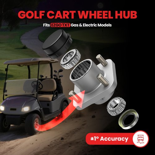 CASISPRO Golf Cart Front Wheel Hub Assembly for EZGO TXT/Medalist 2001.5-2013, EZGO Wheel Hubs Kit with Bearing/Oil Seal/Dust Cover, OEM# 70895G01, 2PCS