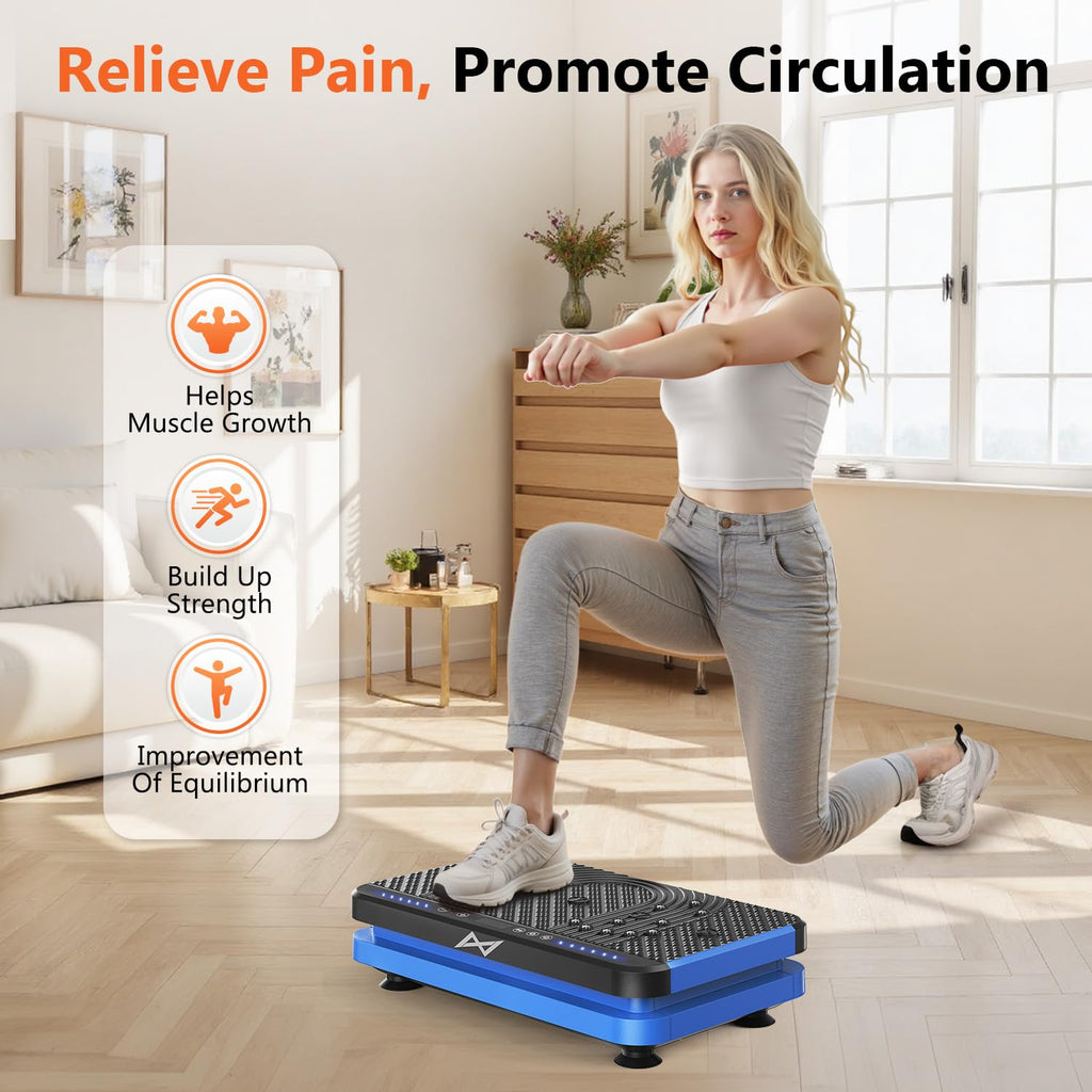 AXV Vibration Plate Fitness Platform Exercise Machine Vibrating Lymphatic Drainage Shaking Full Body Shaker Workout Vibrate Stand Shake Board Sport Gym for Weight Loss Fat Burner for Women Men