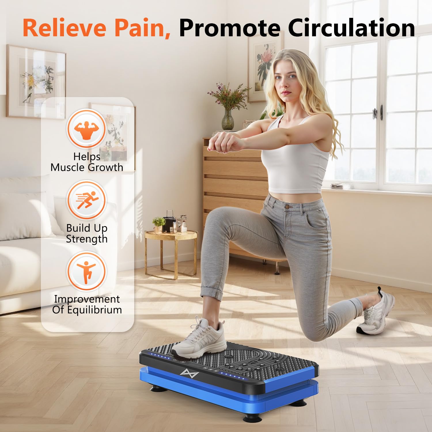 AXV Vibration Plate Fitness Platform Exercise Machine Vibrating Lymphatic Drainage Shaking Full Body Shaker Workout Vibrate Stand Shake Board Sport Gym for Weight Loss Fat Burner for Women Men