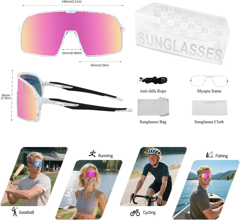 Ukoly Cycling Glasses - HD Lens Sports Sunglasses with UV400 Coating for Men & Women | 650 Size
