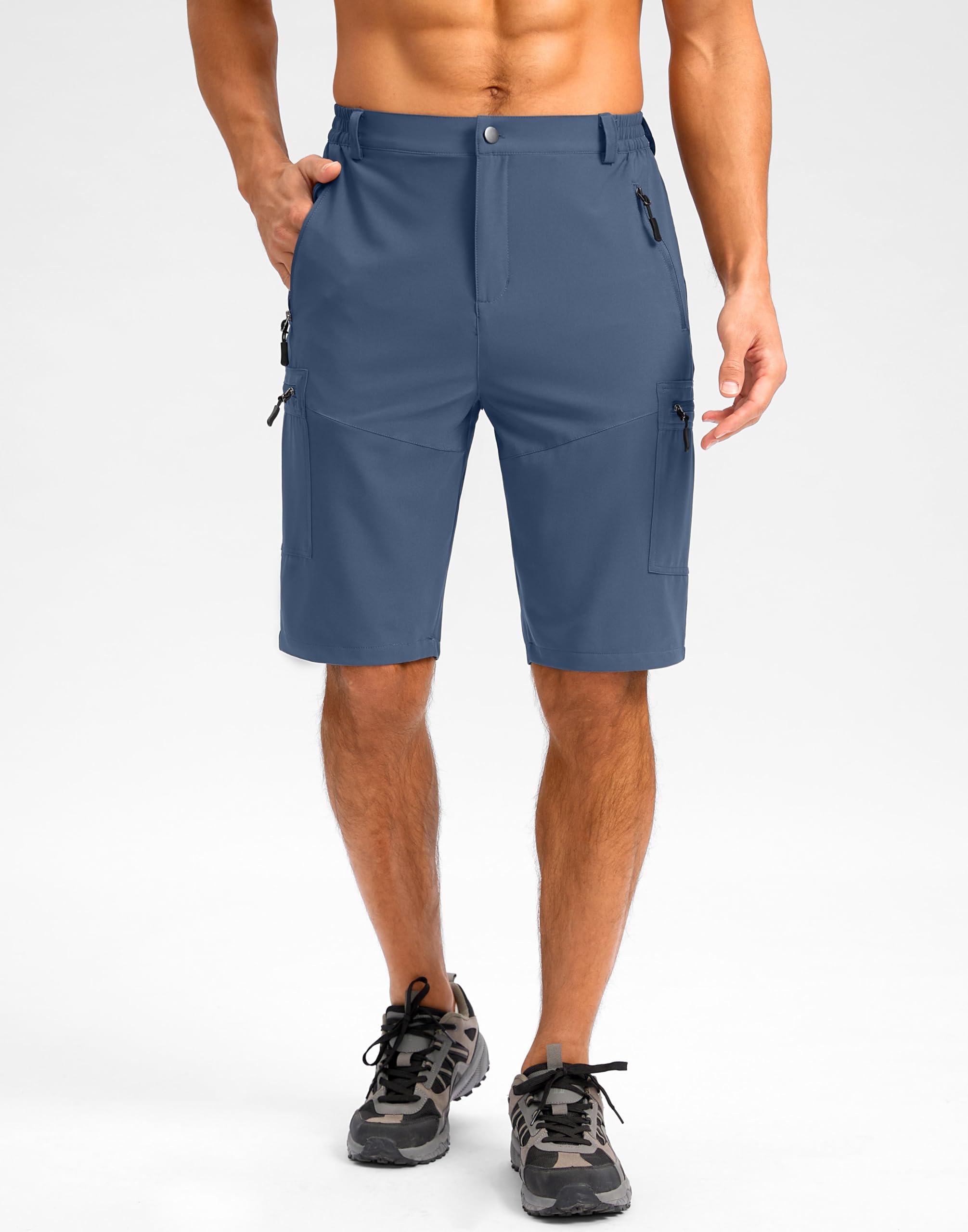 Pudolla Men's Hiking Shorts 11" Lightweight Cargo Work Shorts for Men Summer Travel Golf Casual Outdoor with 5 Pockets(Dark Navy XX-Large)